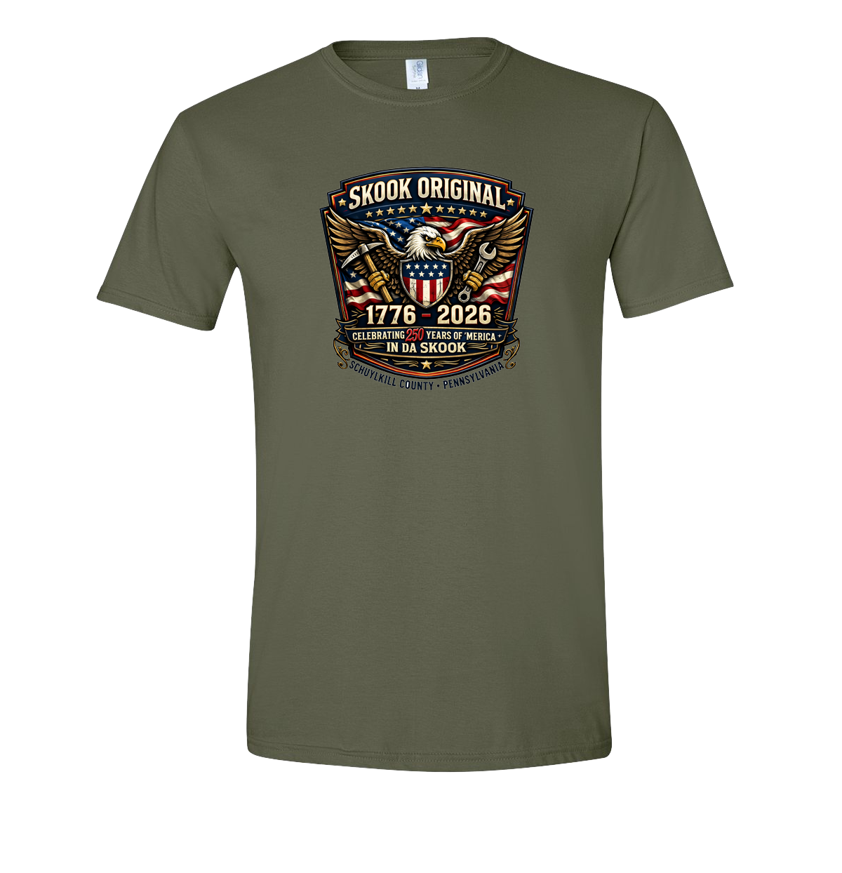 America 250 Skook Original Military Green Tshirt
