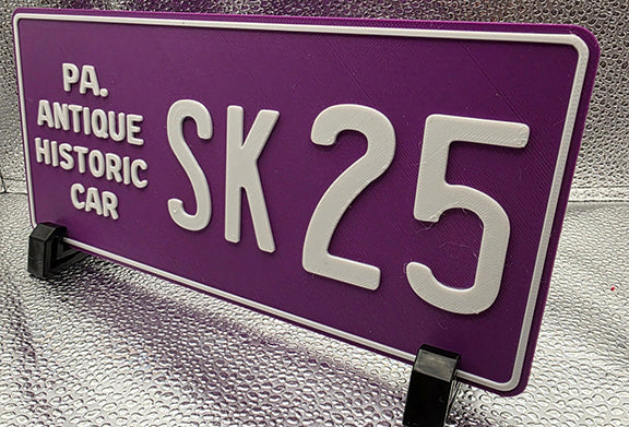 3D Printed Custom Pennsylvania Novelty License Plate Replicas