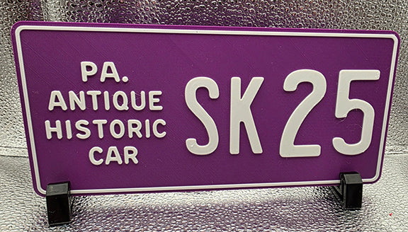 3D Printed Custom Pennsylvania Novelty License Plate Replicas