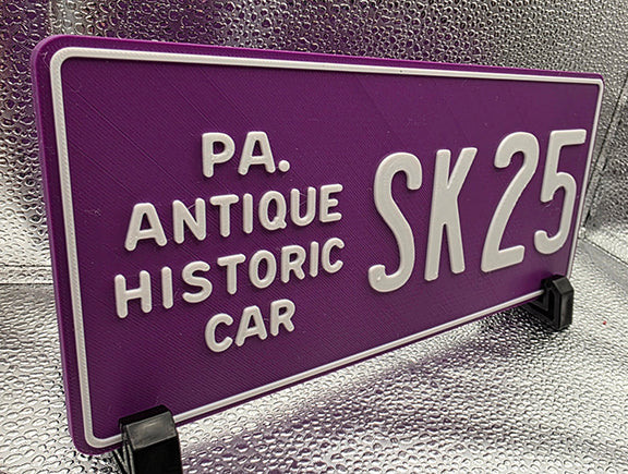 3D Printed Custom Pennsylvania Novelty License Plate Replicas