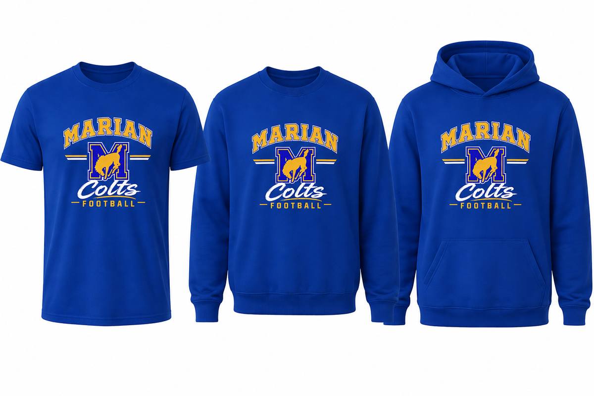 Marian Colts Football Tshirt Crewneck or Hoodie