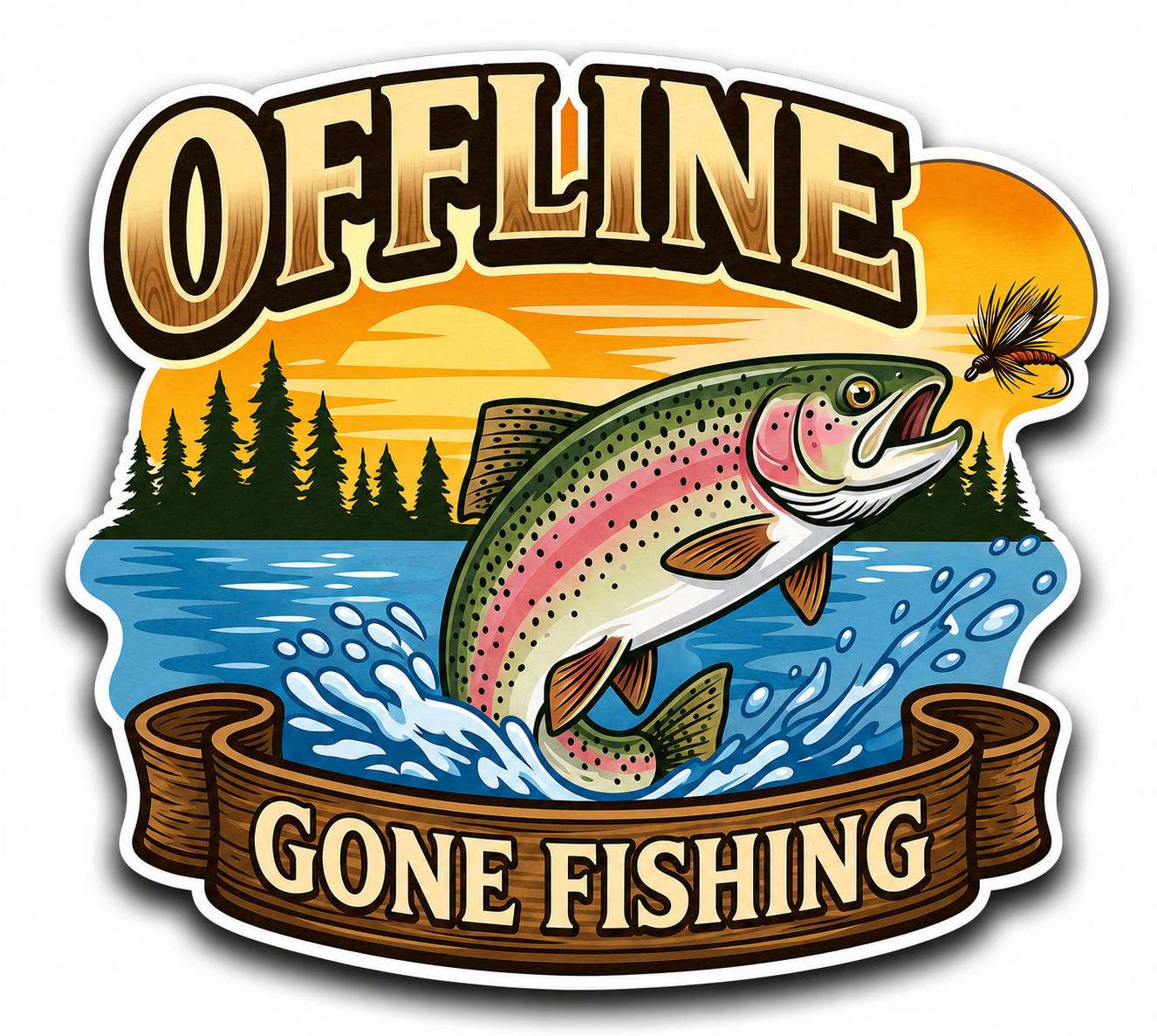 Offline Gone Fishing Decal