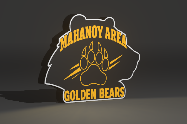Custom 3D Printed Mahanoy Area Golden Bears Lightbox
