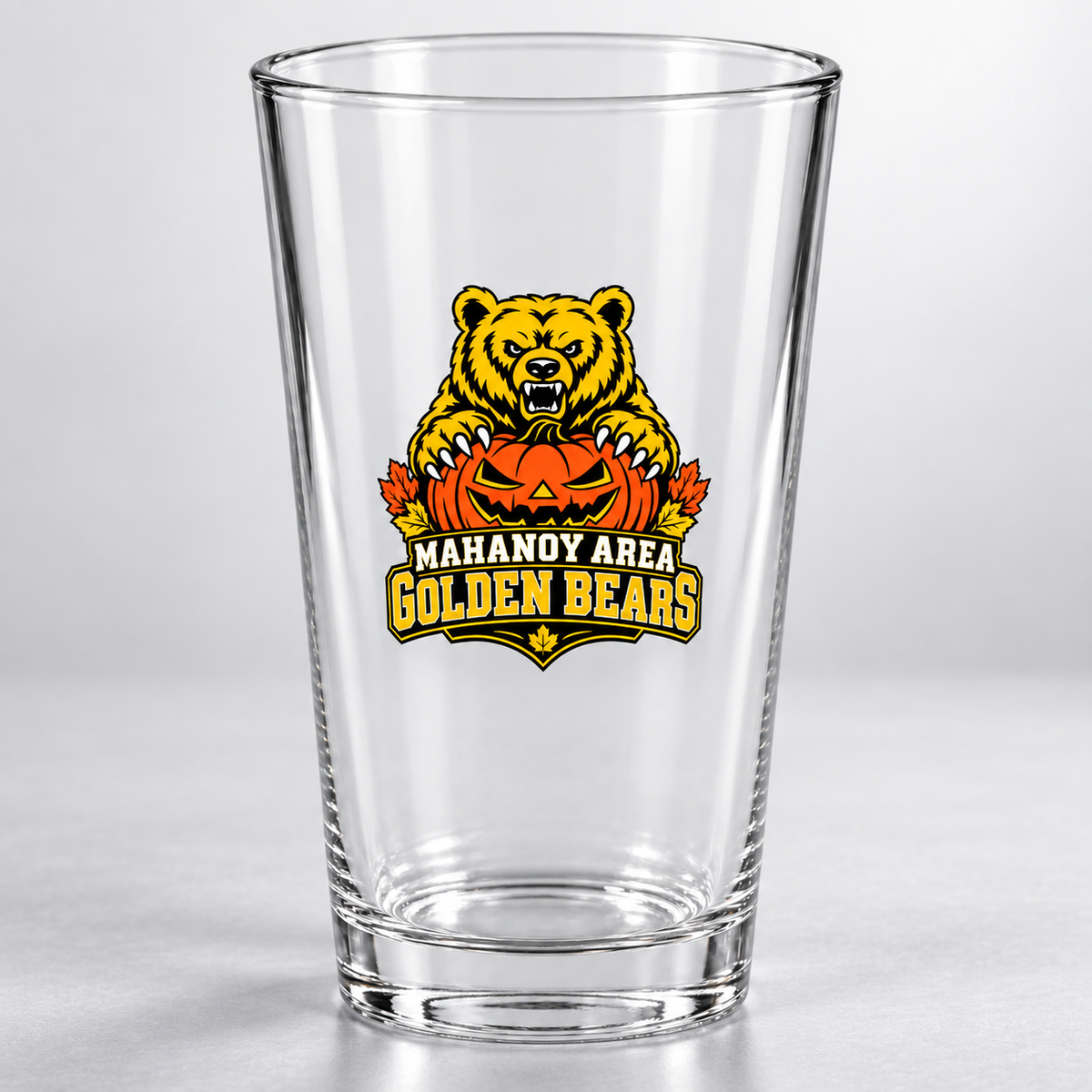 Custom Mahanoy Area Golden Bears Pint Glass