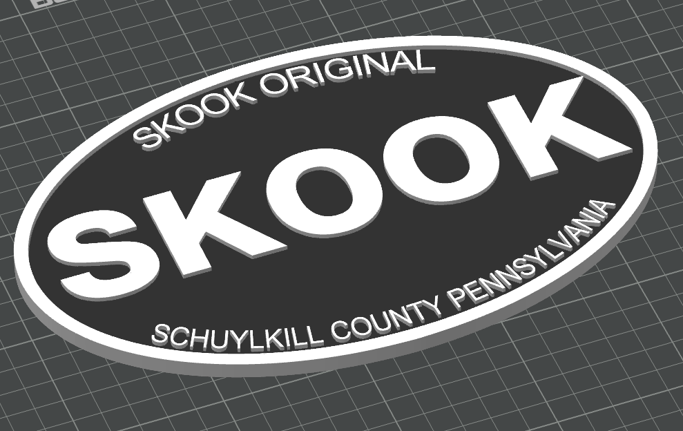 3D Printed SKOOK Oval Plaque