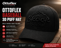Skook Original ii Black on Black OttoFlex 3D Puff Embroidered Low Profile Baseball Cap